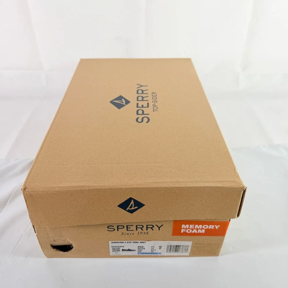 Sperry Surveyor 2-Eye TMBL Navy Leather Boat Shoes Men's Size 11 NIB